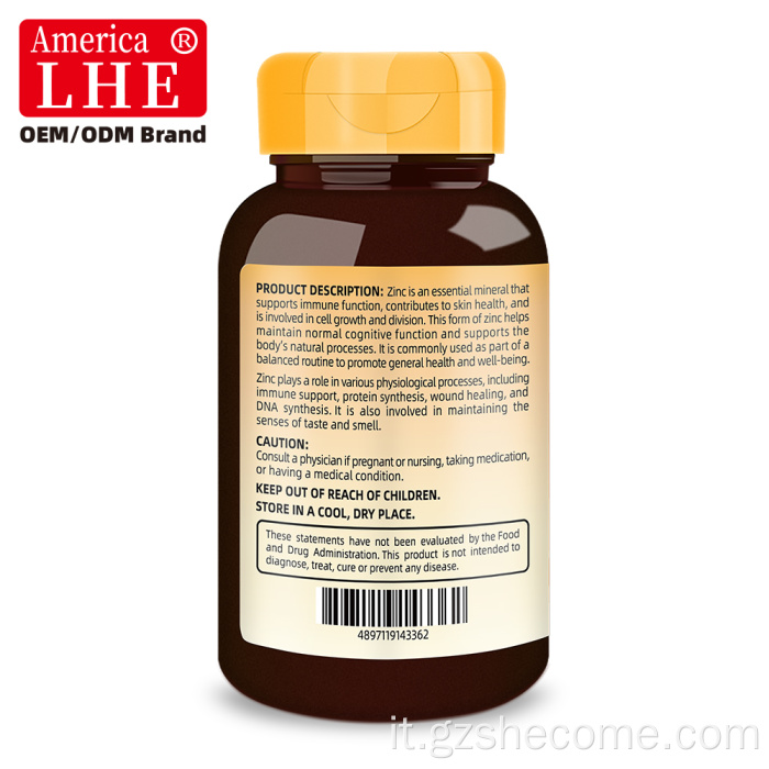 Shecome Zinc Supplement Integratori di vitamina C di zinco immunitario